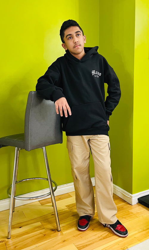 Black Cotton Winter Hoodie