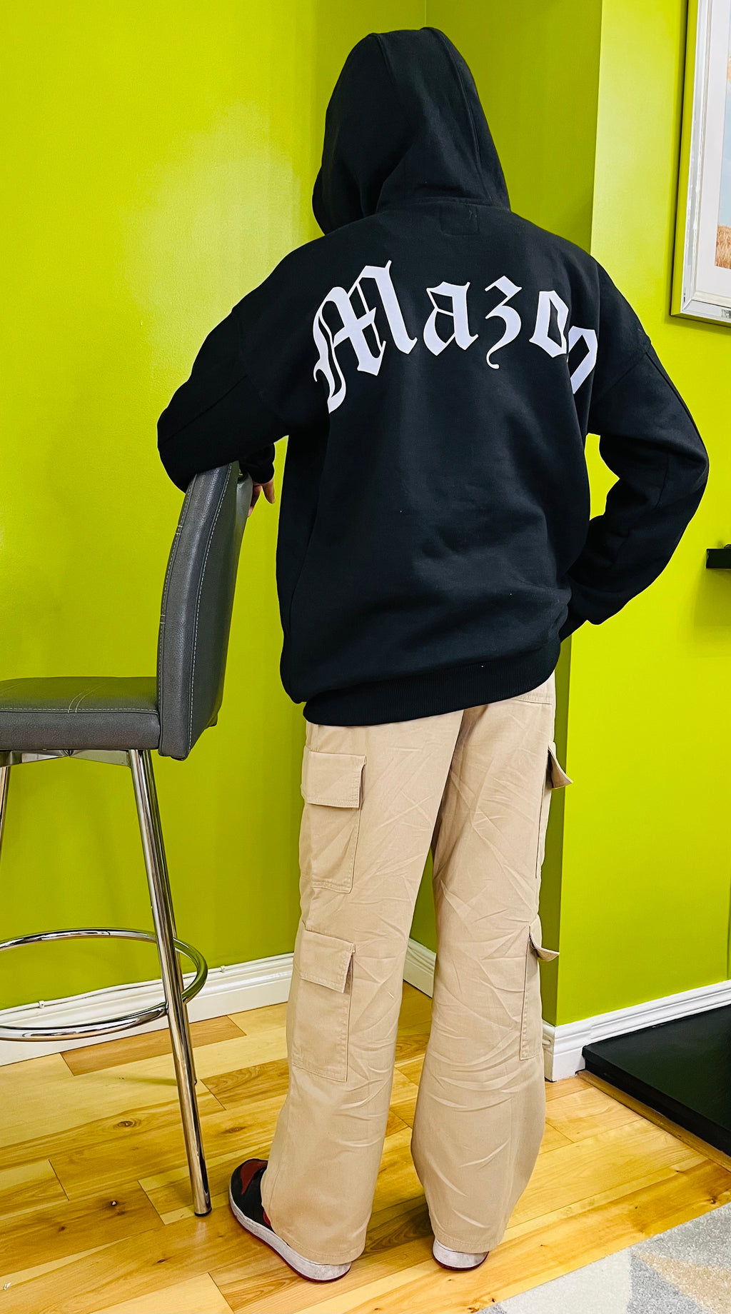 Black Cotton Winter Hoodie