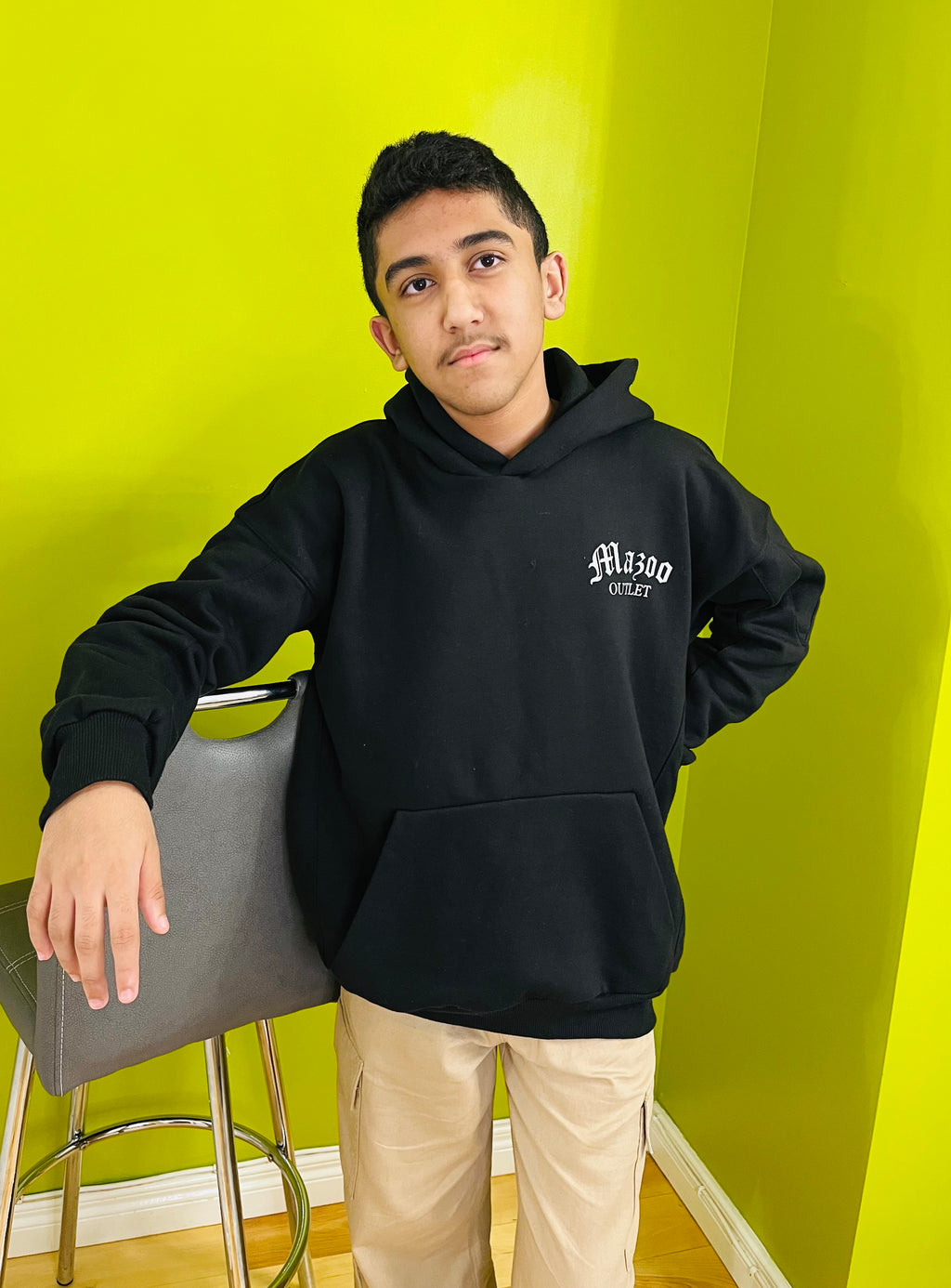 Black Cotton Winter Hoodie