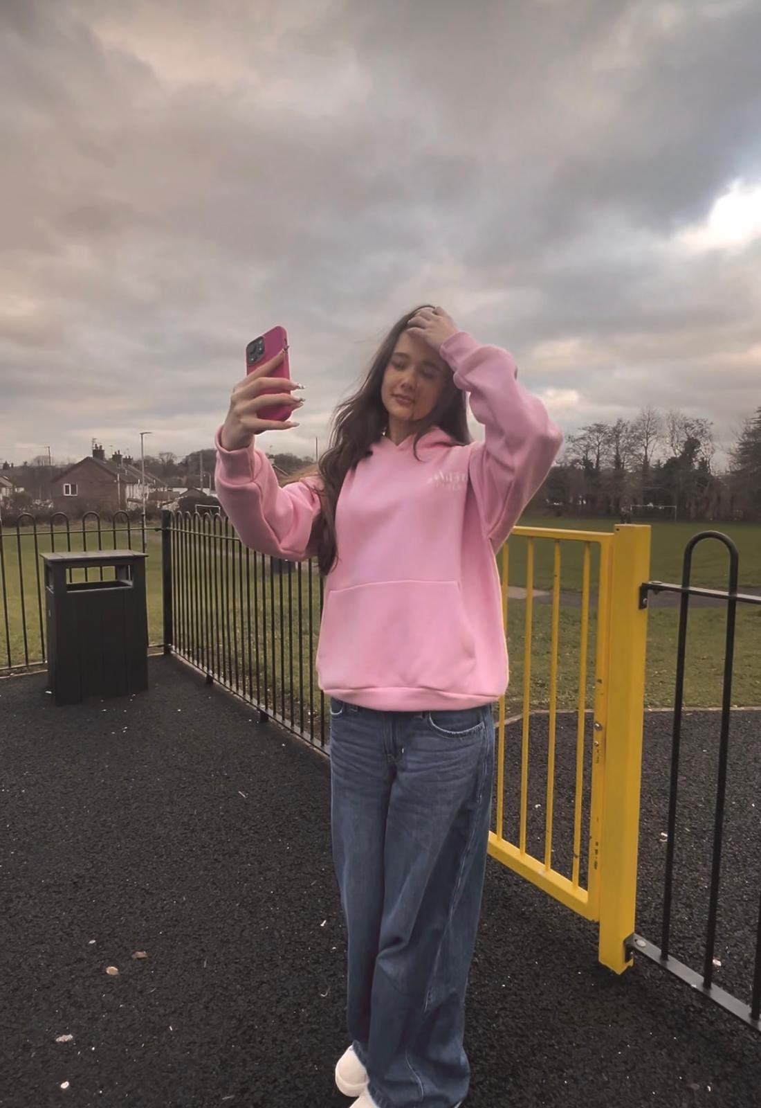 Pink Cotton Winter Hoodie