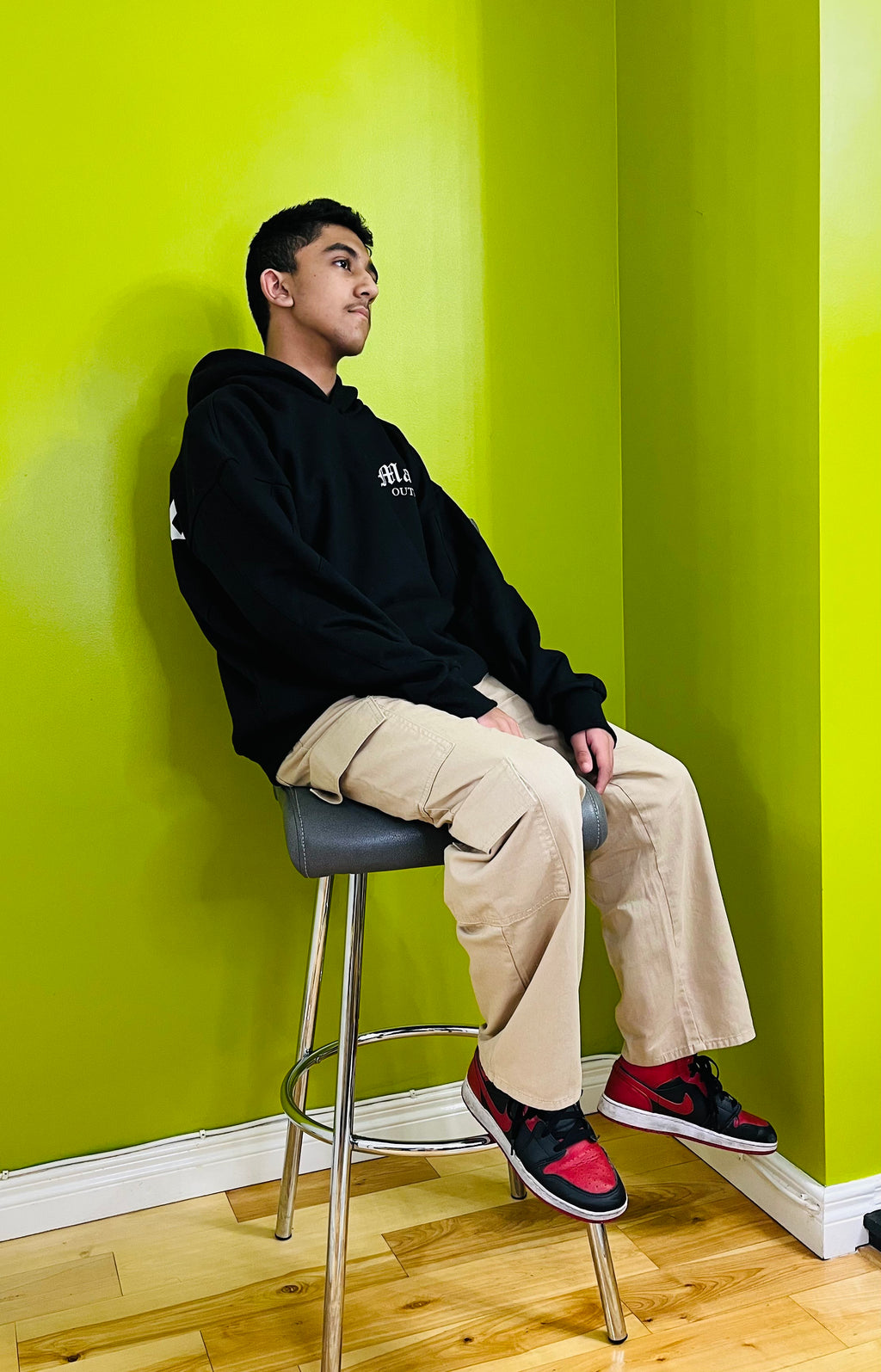 Black Cotton Winter Hoodie