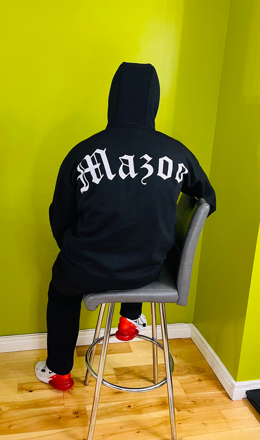 Black Cotton Winter Hoodie