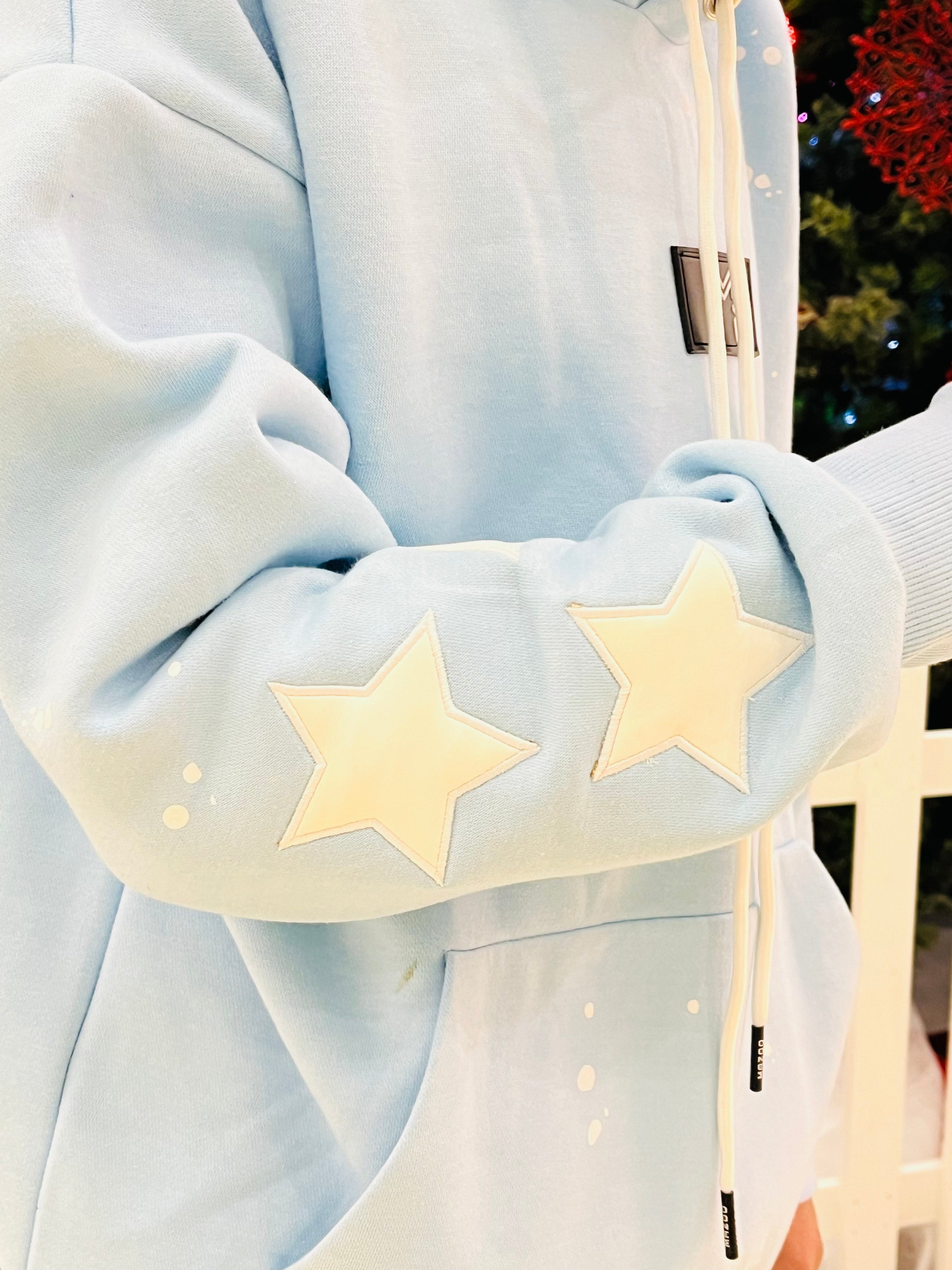 Blue cotton winter hoodie