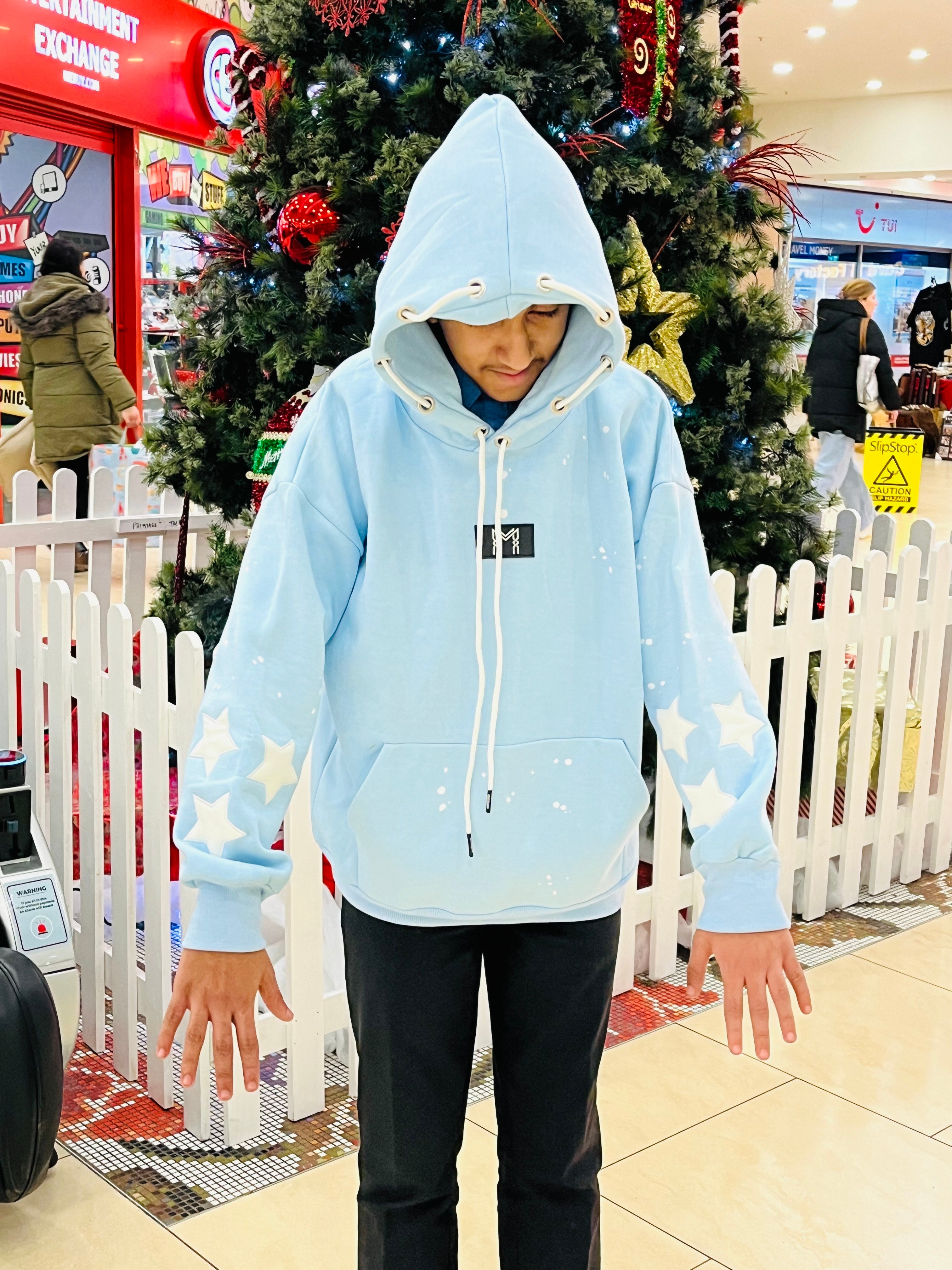 Blue cotton winter hoodie