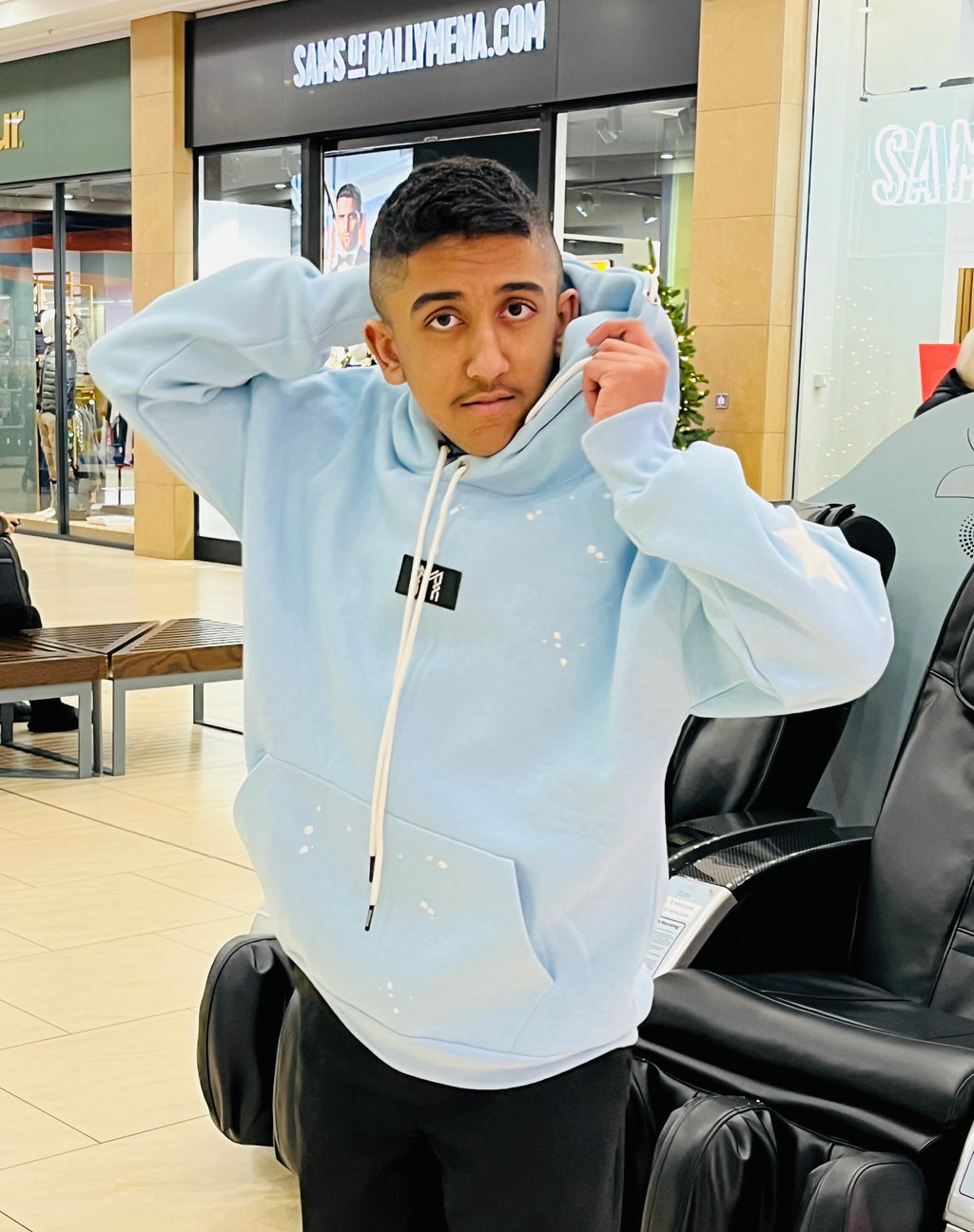 Blue cotton winter hoodie