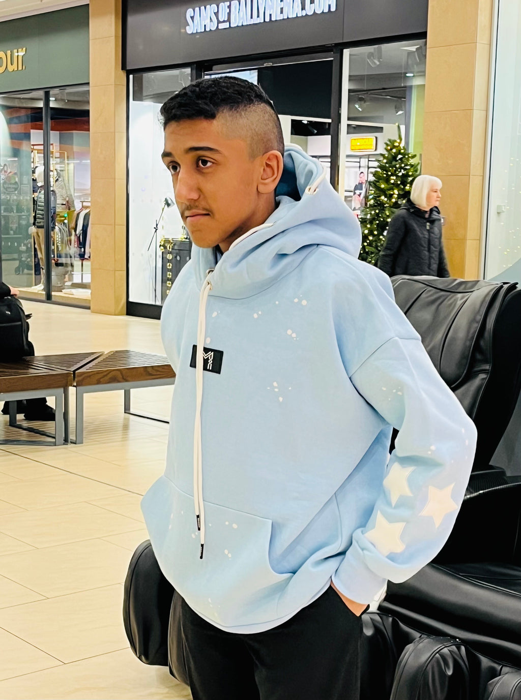 Blue cotton winter hoodie