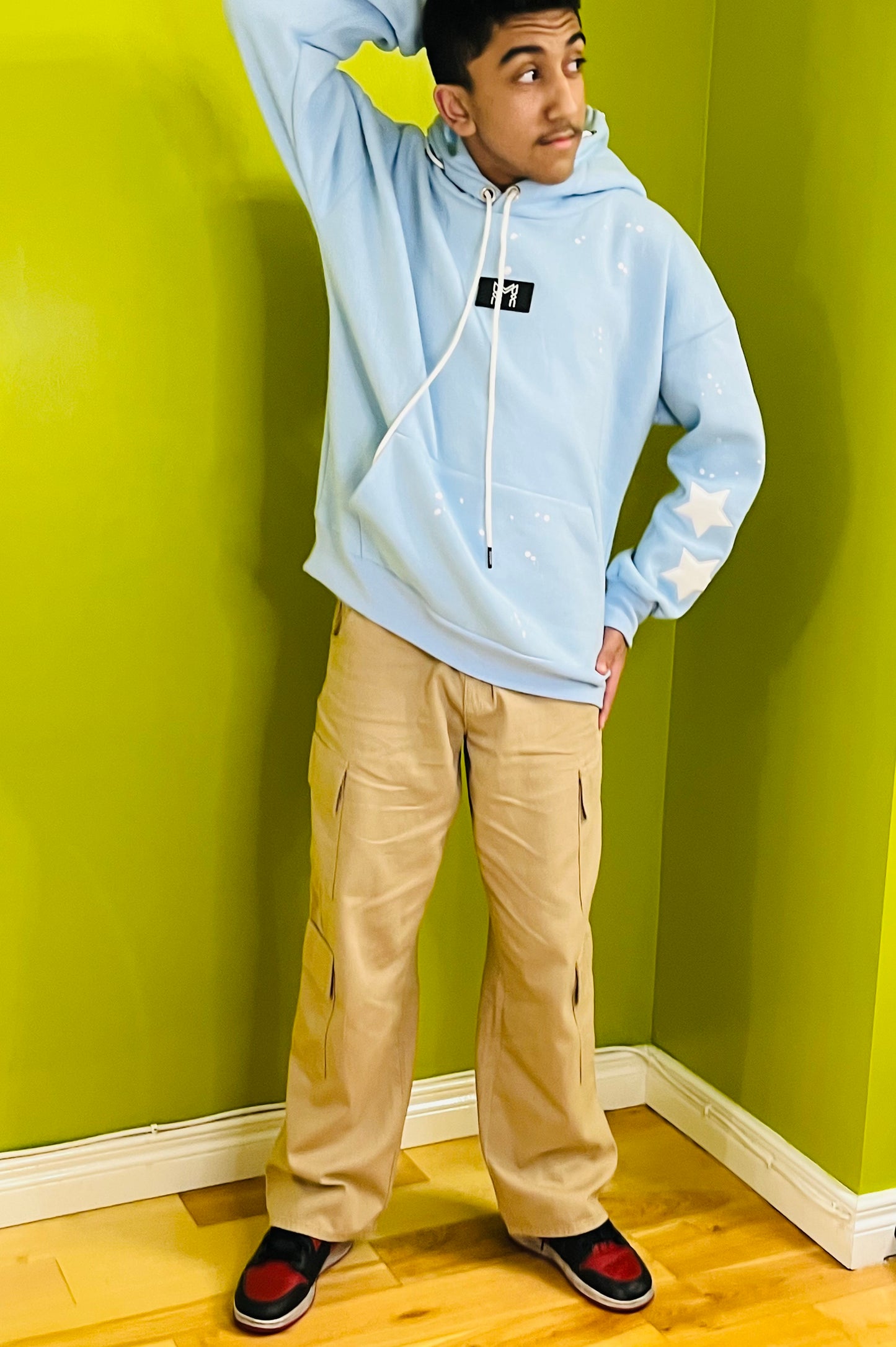 Blue cotton winter hoodie