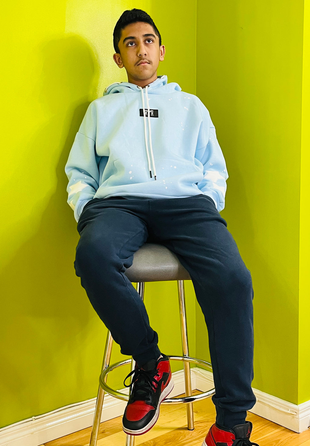 Blue cotton winter hoodie