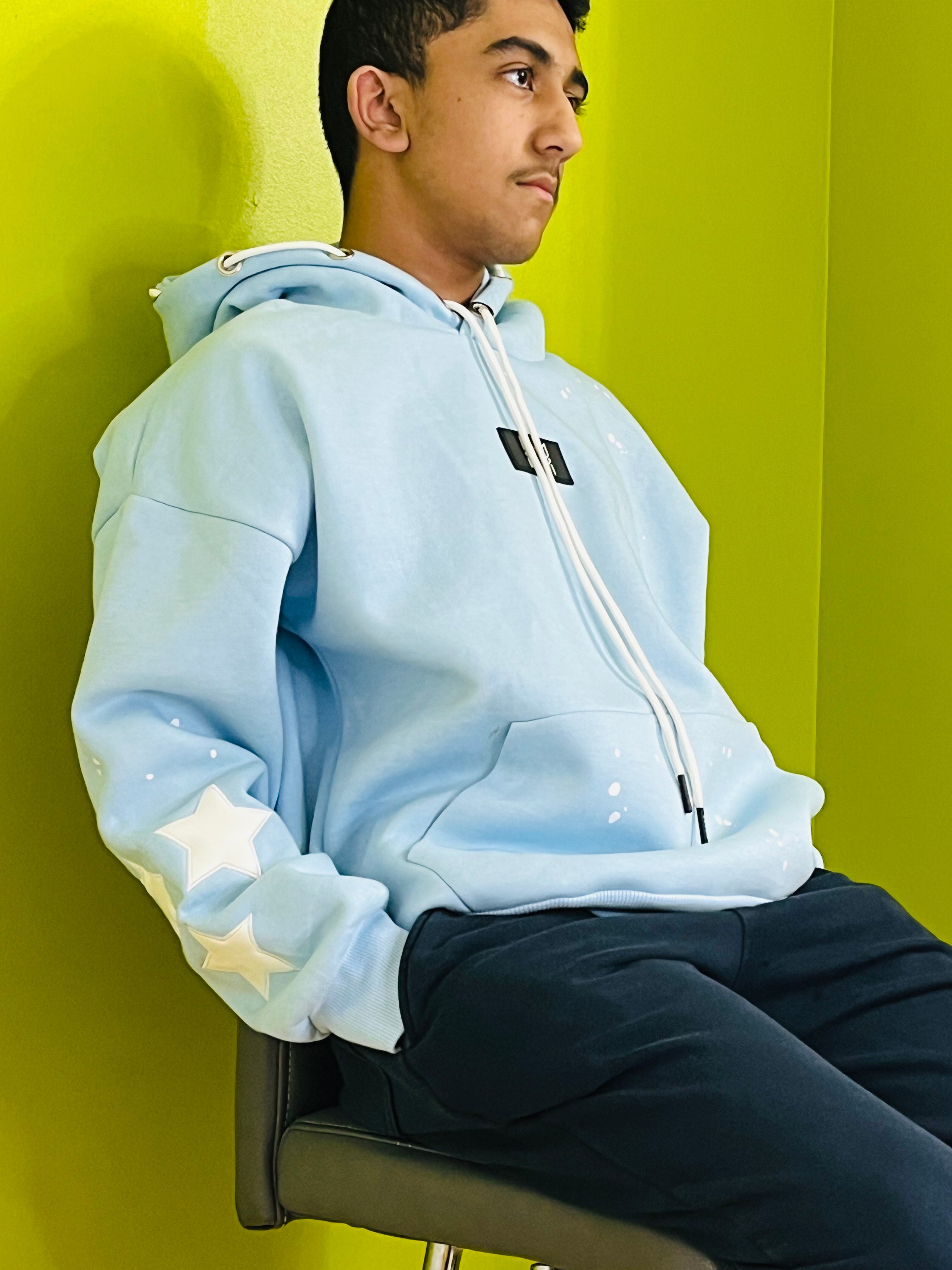Blue cotton winter hoodie