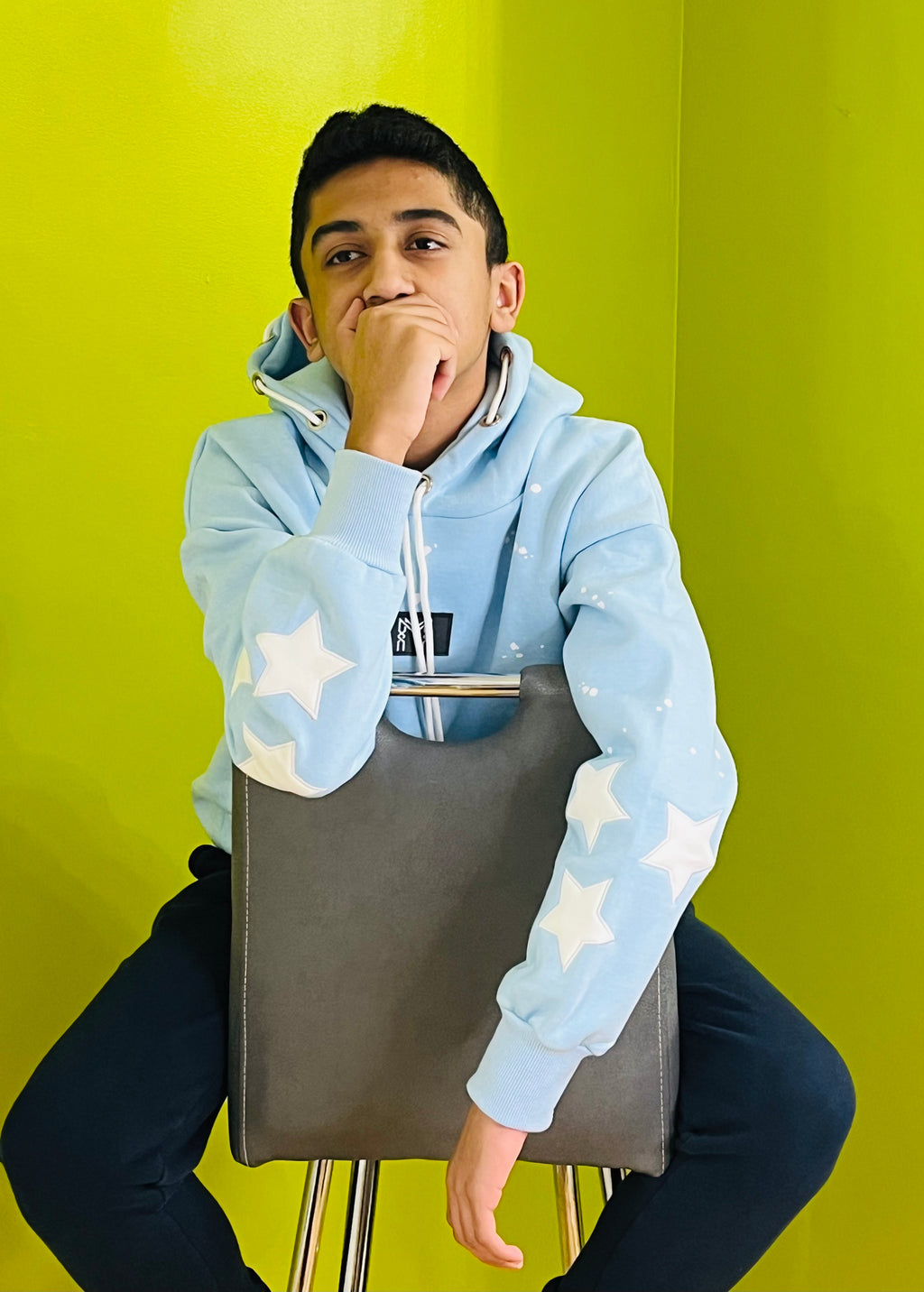 Blue cotton winter hoodie