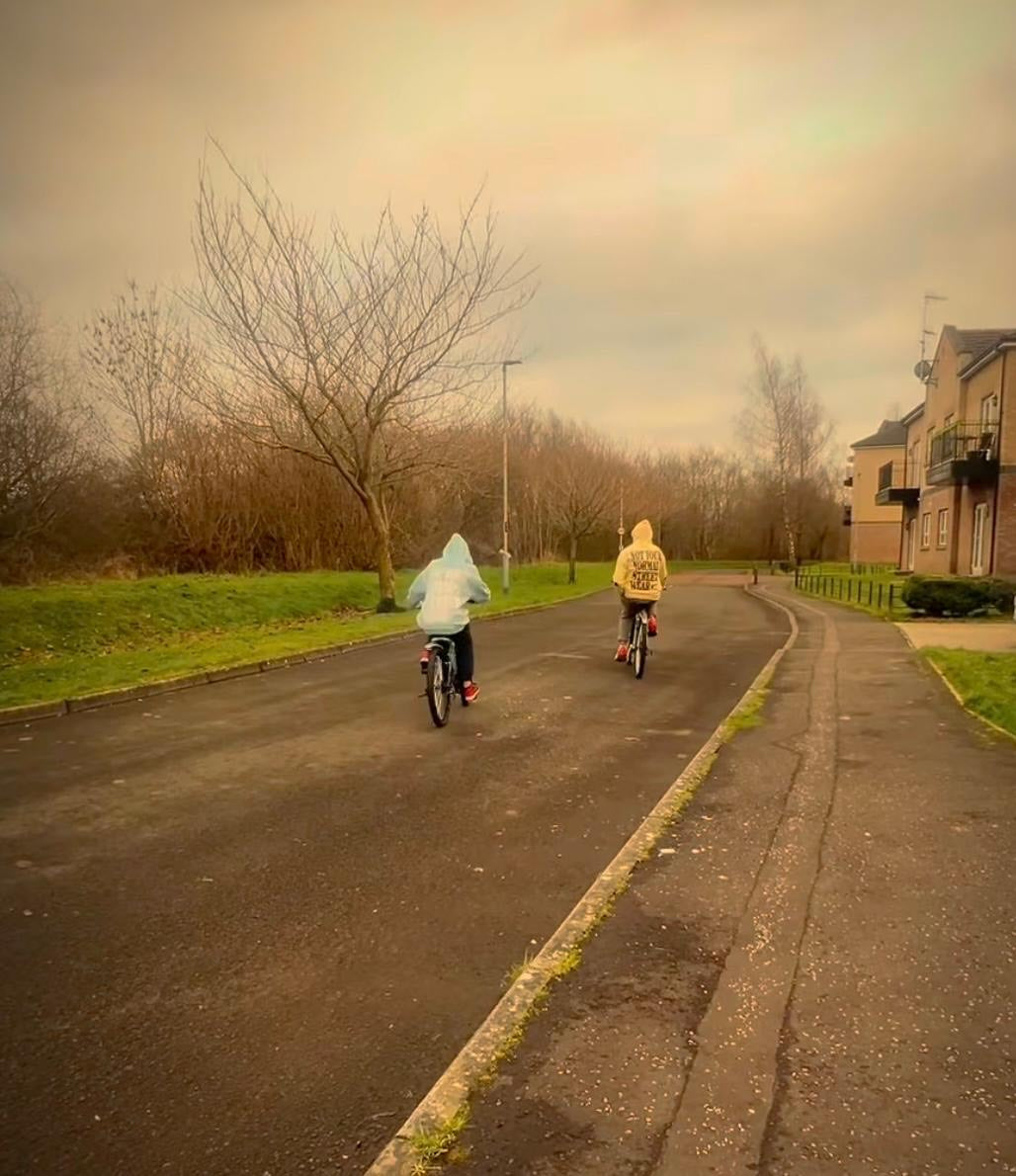 Blue cotton winter hoodie